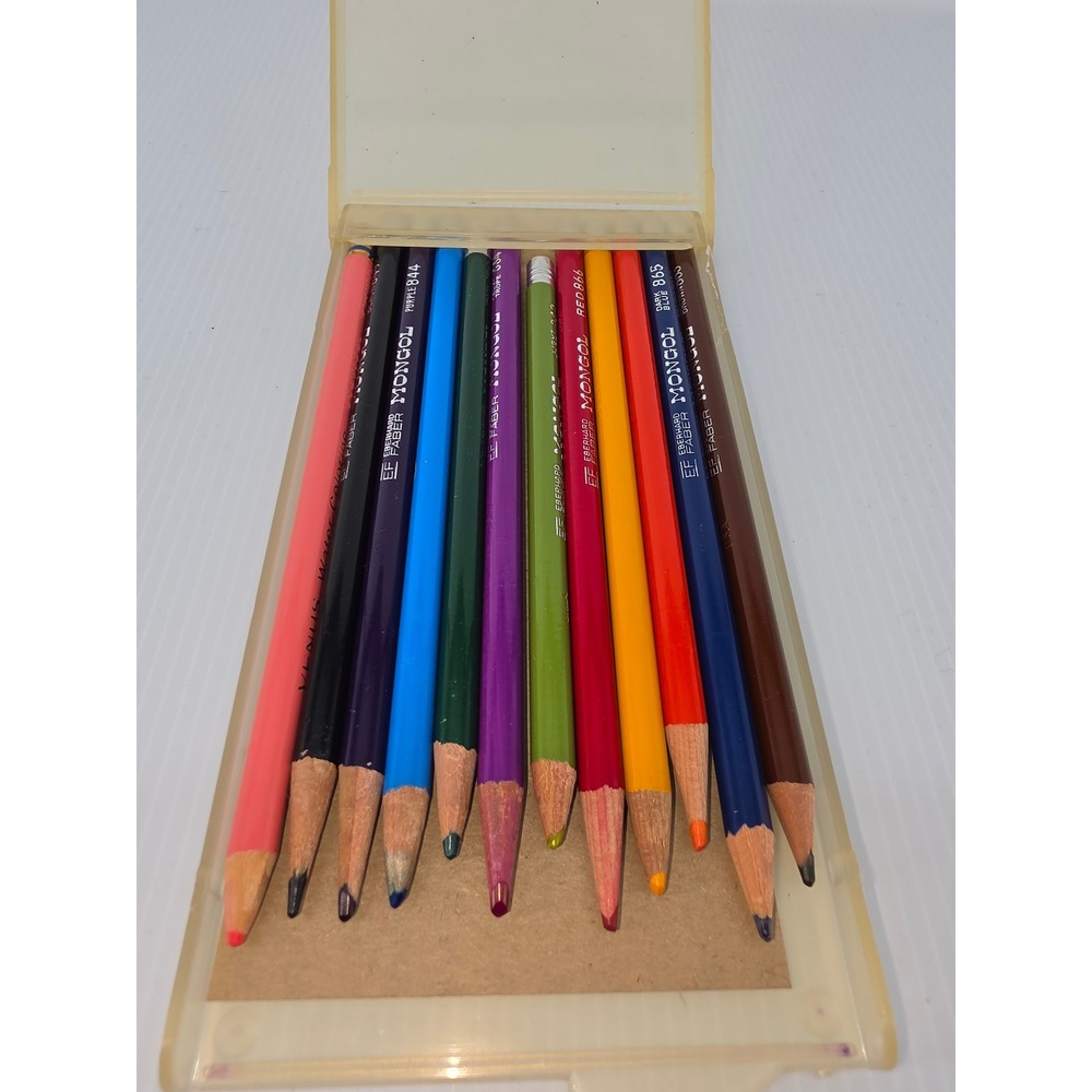 Vintage Eberhard Faber Mongol Colored Pencils Set Venus Water Coloring USA Case